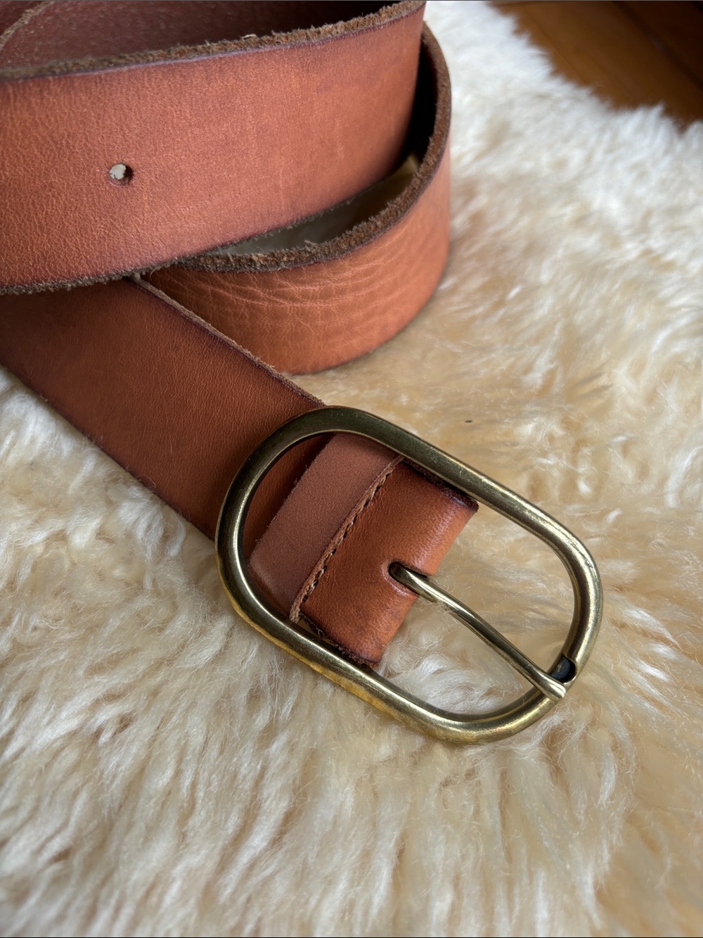 Vintage Leather and Brass Belt - Picture 2 of 4